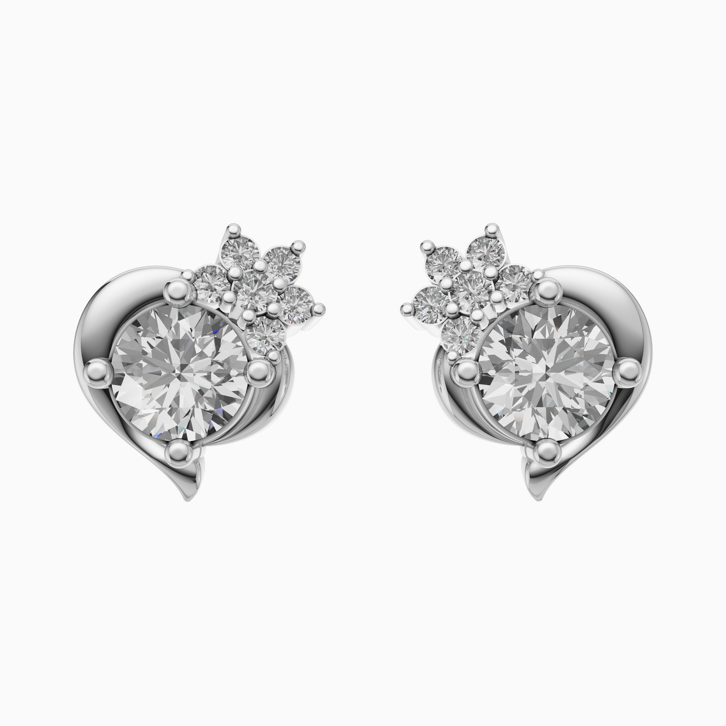 Silver Twinkling Heart Stud Earrings