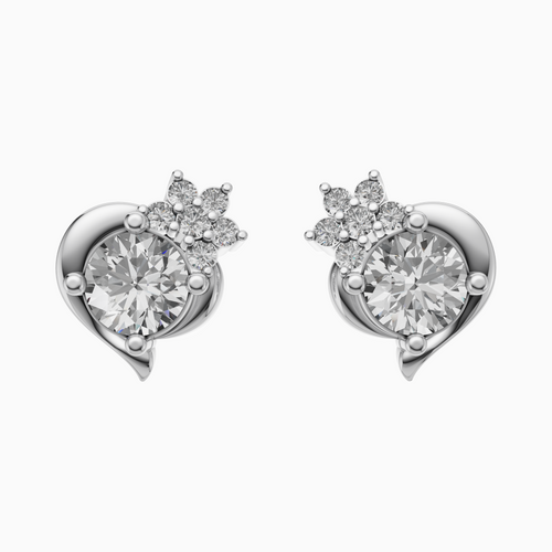 Silver Twinkling Heart Stud Earrings