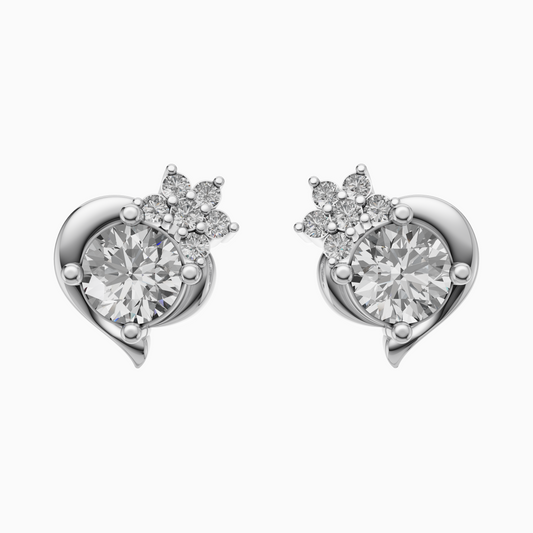 Silver Twinkling Heart Stud Earrings
