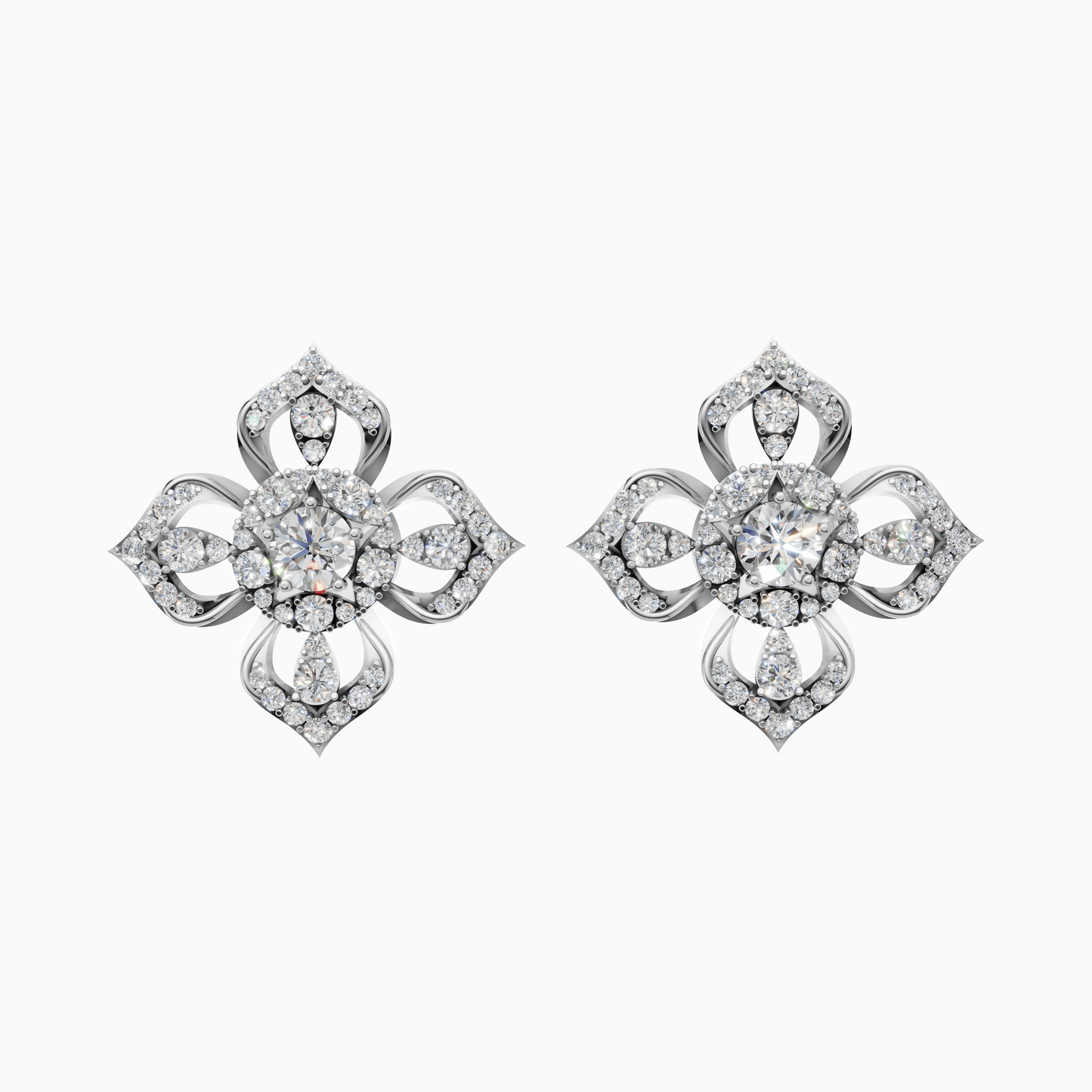 Silver Regal Petal Cluster Earrings