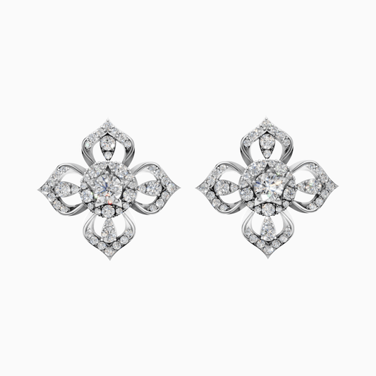 Silver Regal Petal Cluster Earrings