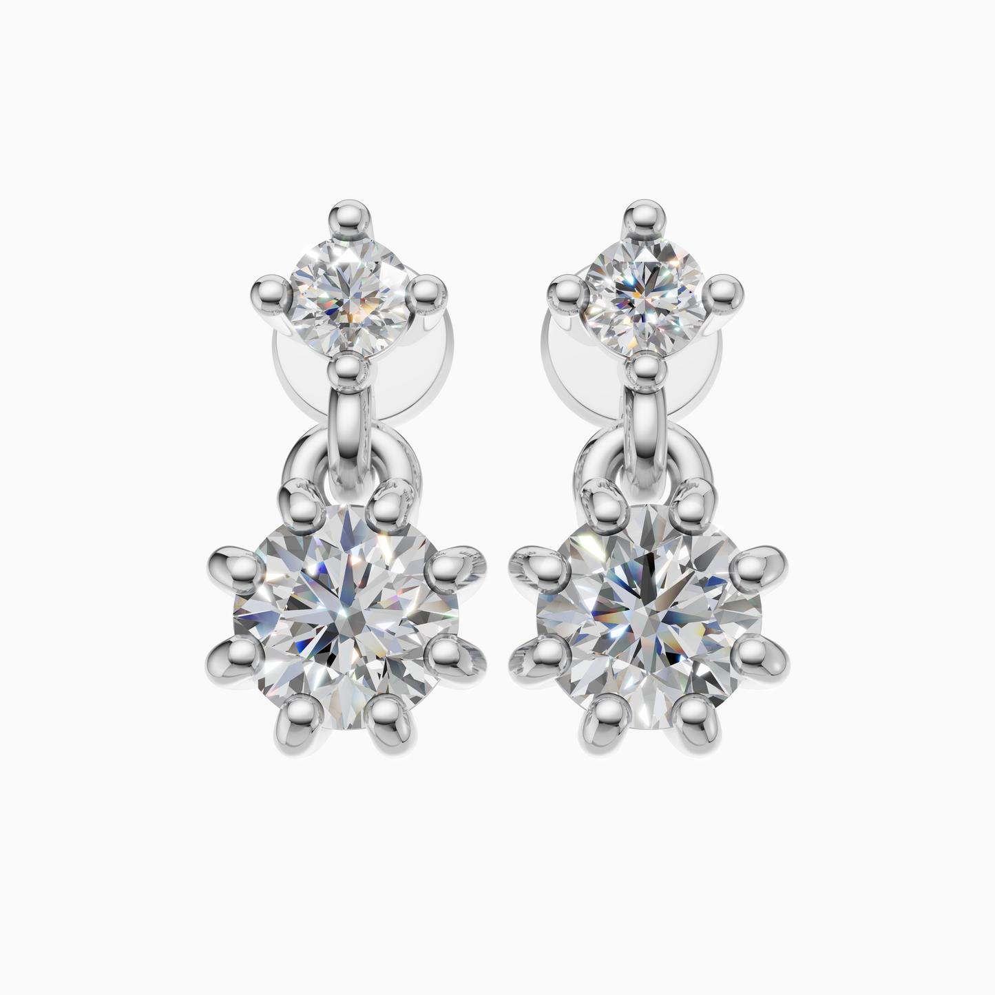 Silver Sparkle Snowflake Drop Earrings