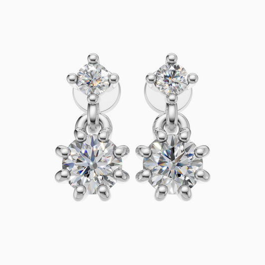 Silver Sparkle Snowflake Drop Earrings