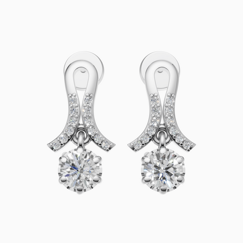 Silver Crystal Teardrop Arc Earrings