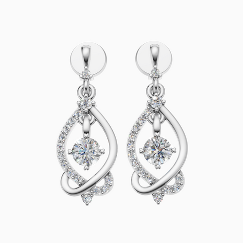 Silver Graceful Loop Crystal Earrings
