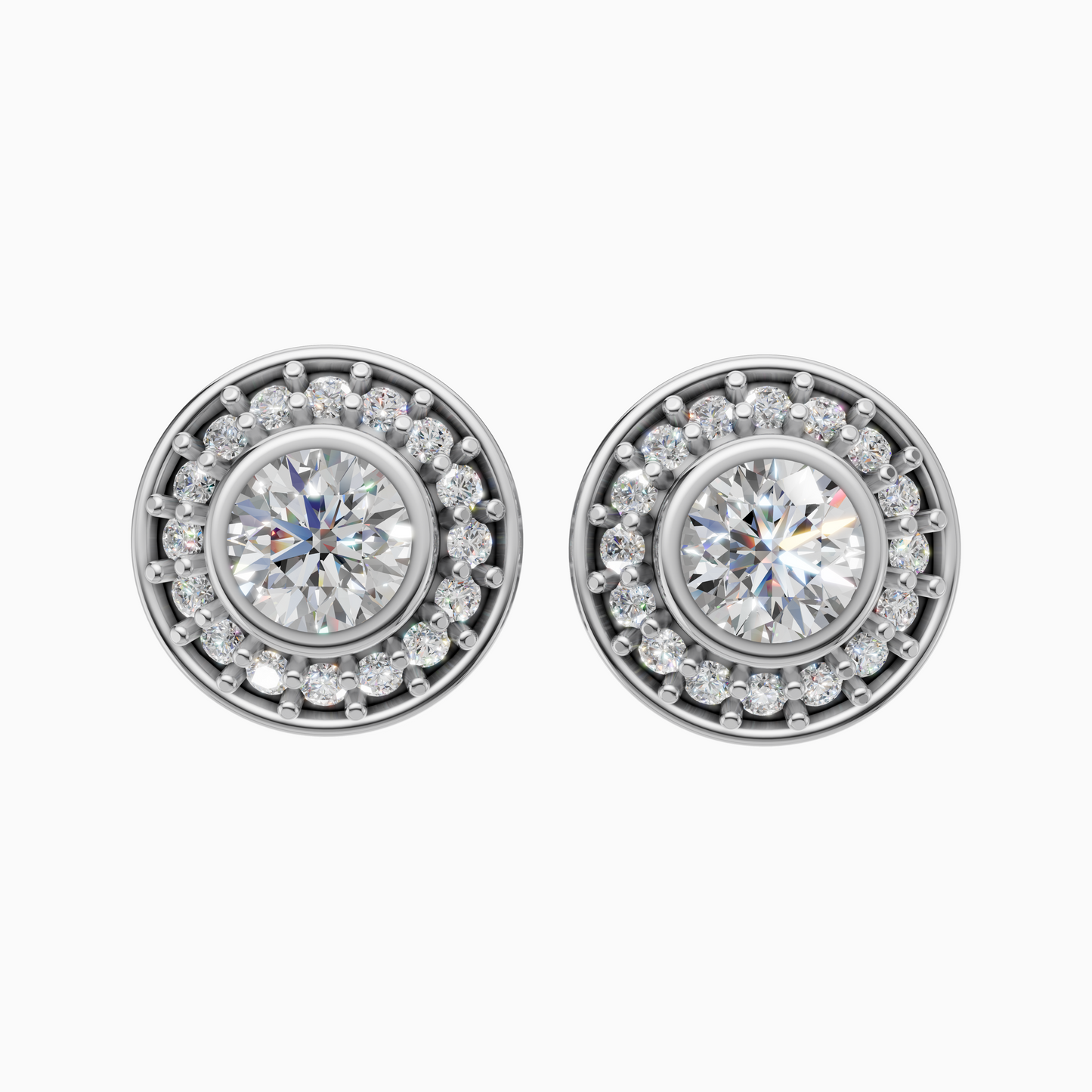 Silver Vintage Halo Stud Earrings