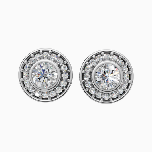 Silver Vintage Halo Stud Earrings