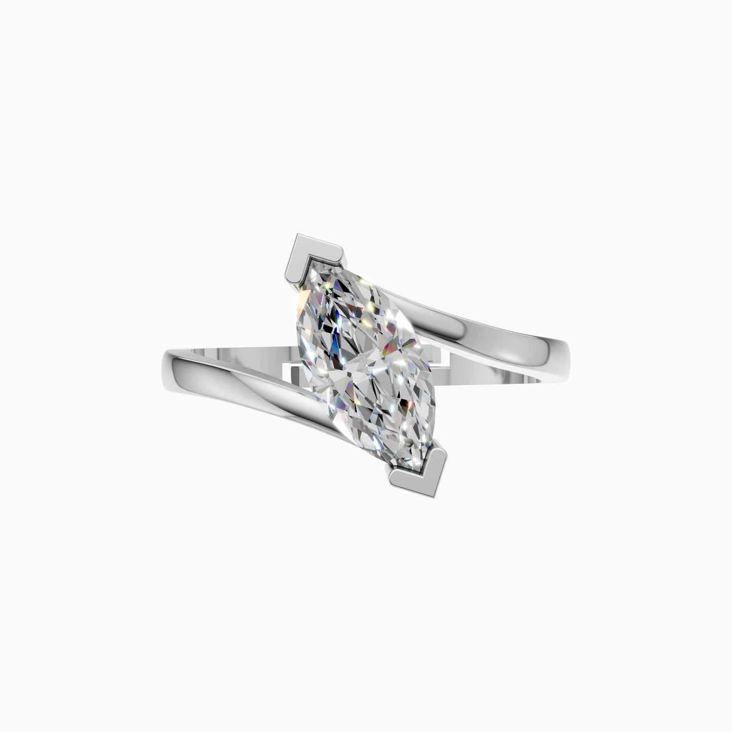 Silver Marquise Solitaire Wrap Ring