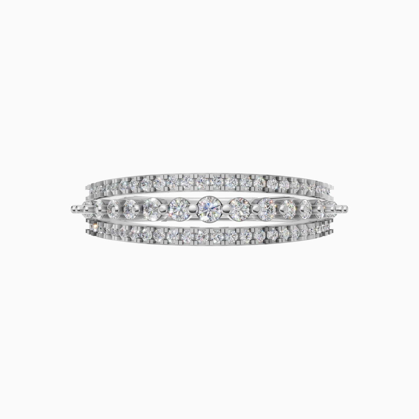 Silver Multi-Row Sparkle Statement Ring