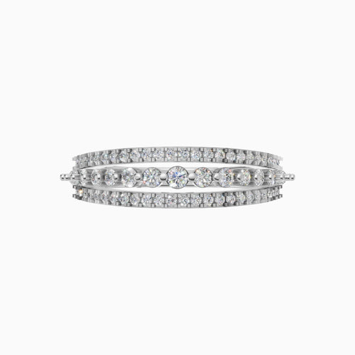 Silver Multi-Row Sparkle Statement Ring