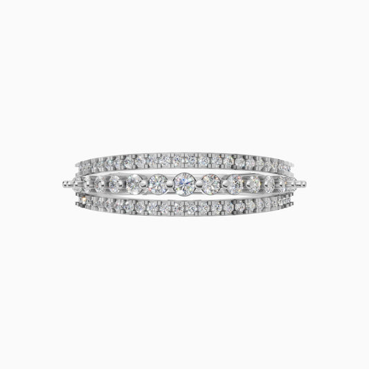 Silver Multi-Row Sparkle Statement Ring