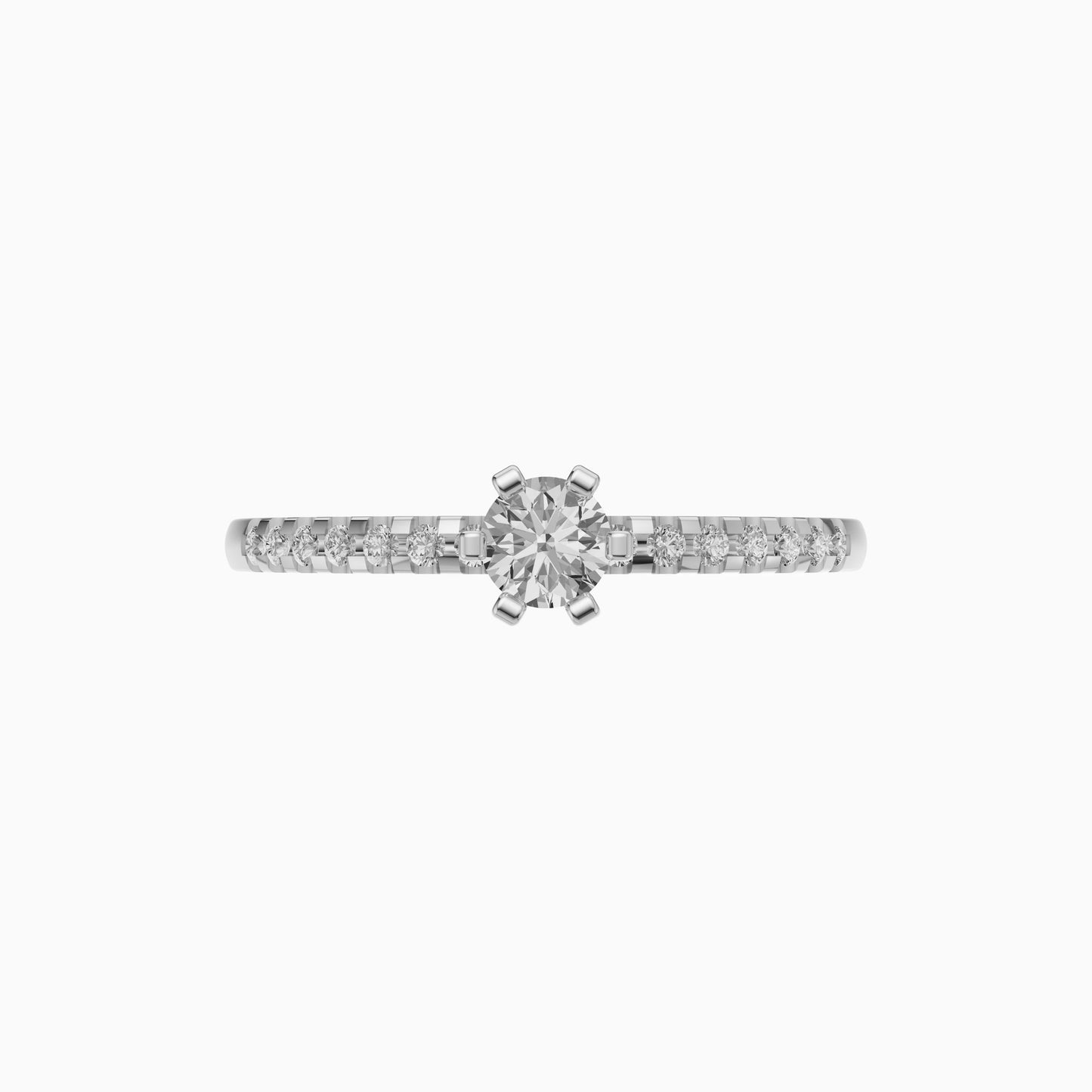 Silver Side-Stone Solitaire Ring