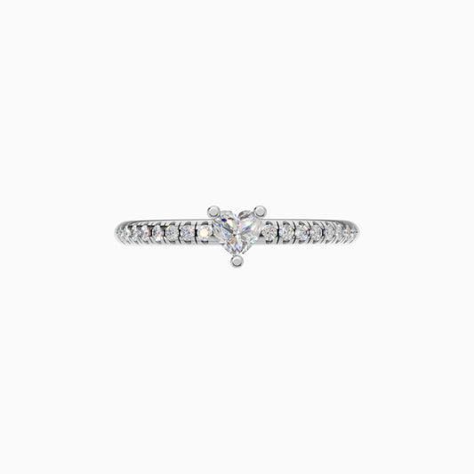 Silver Heart-Cut Solitaire Ring