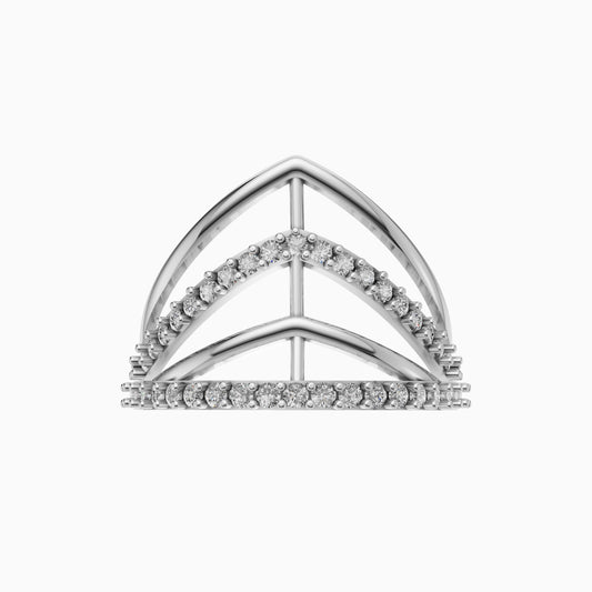 Silver Crown Chevron Multi-Band Ring