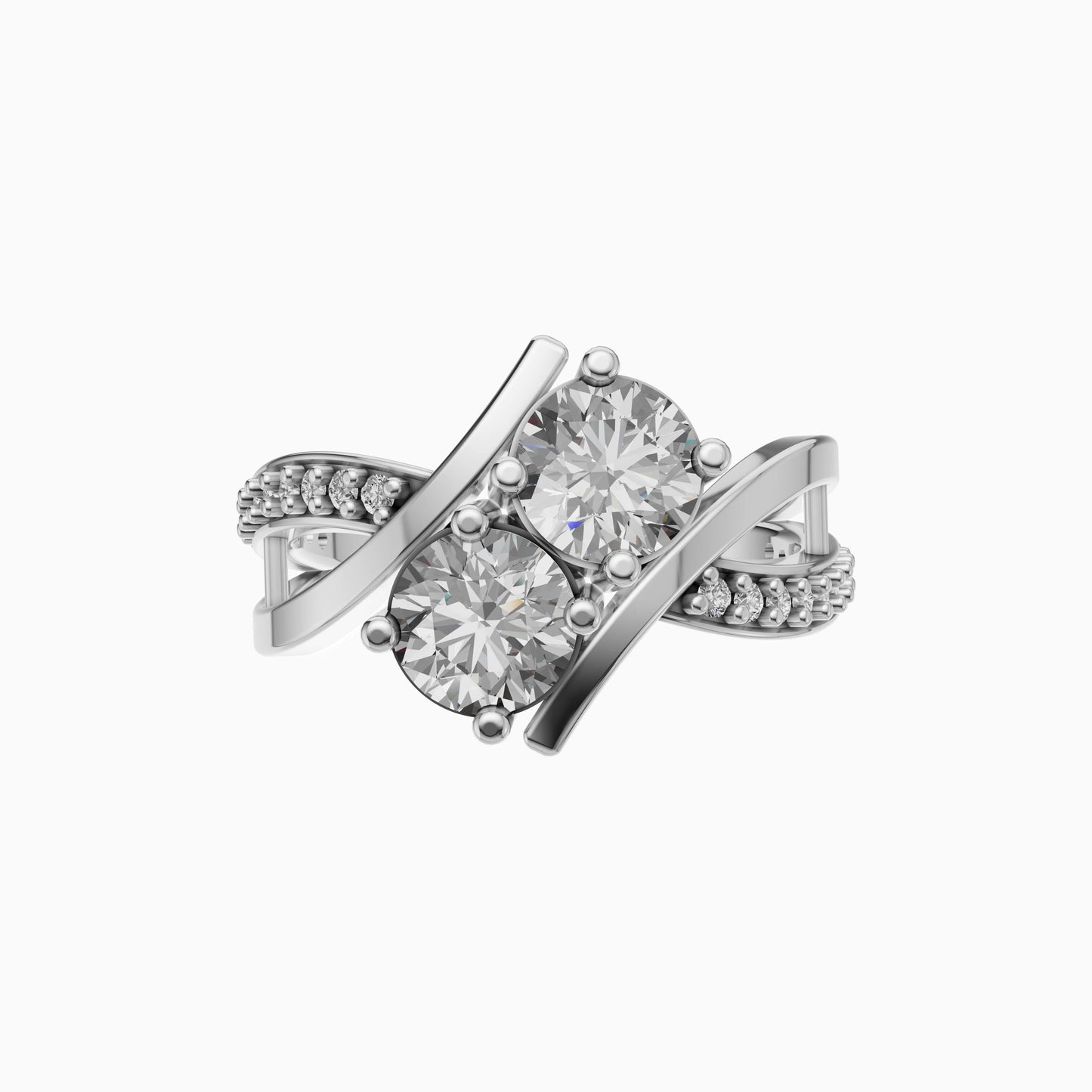 Silver Abstract Loop Pavé Ring