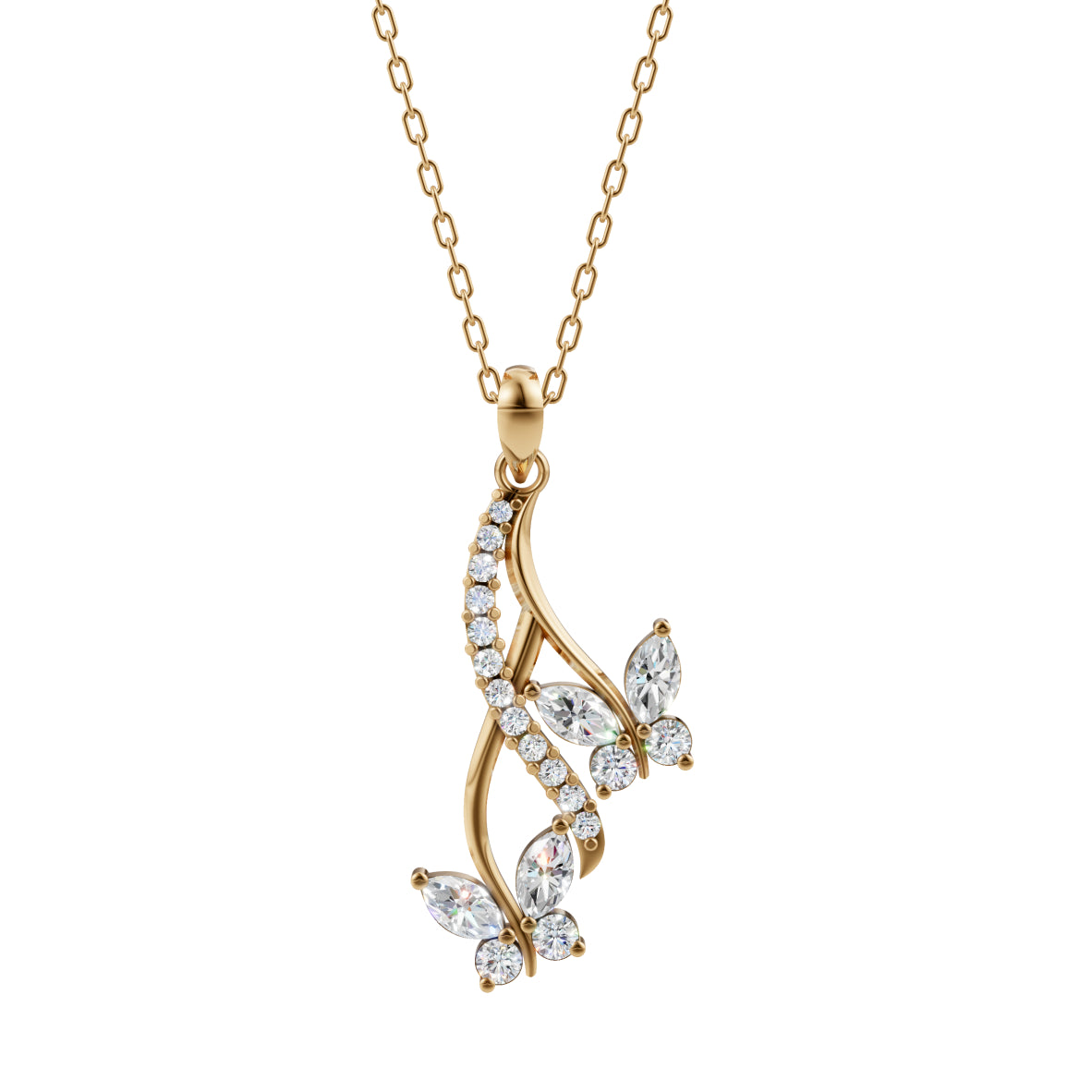 Gold Drop Butterfly Pendant