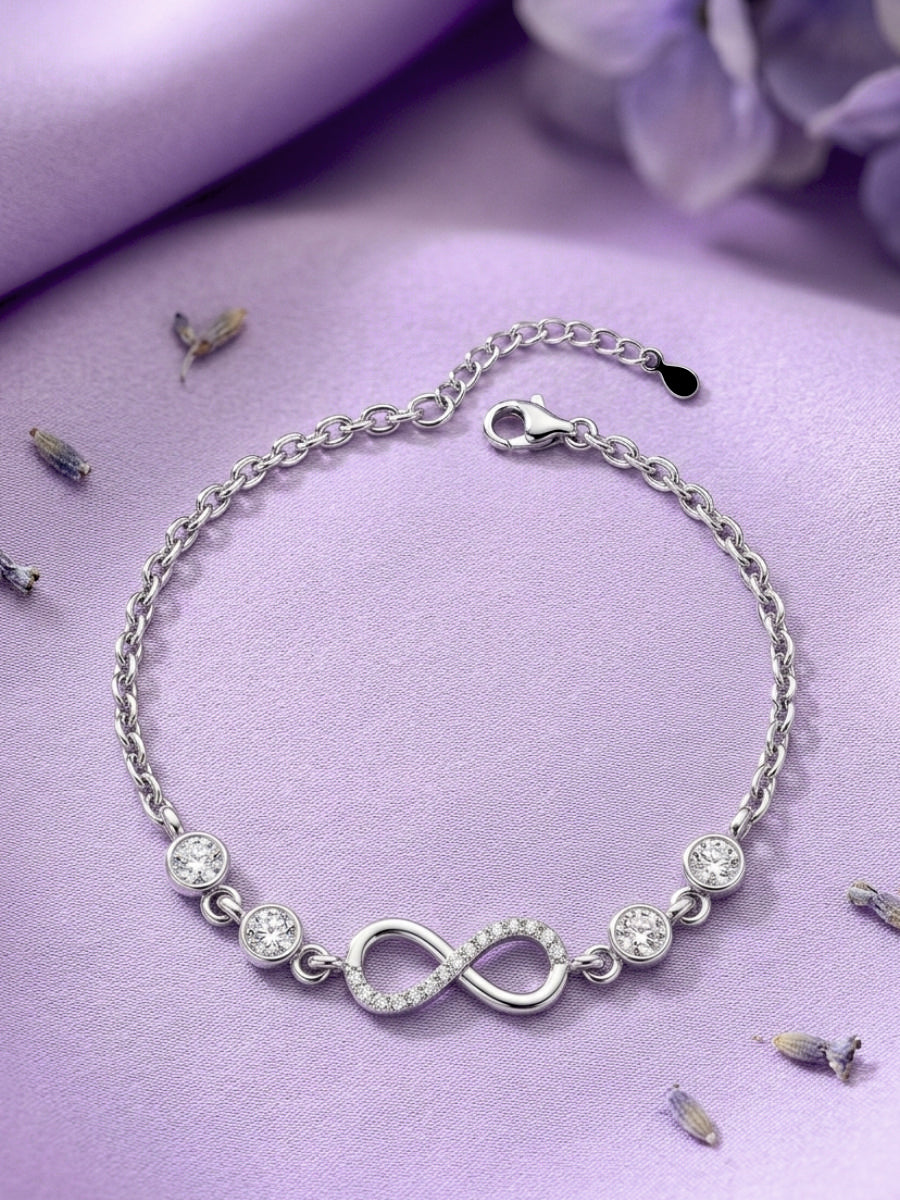 Silver Infinity Link Crystal Bracelet