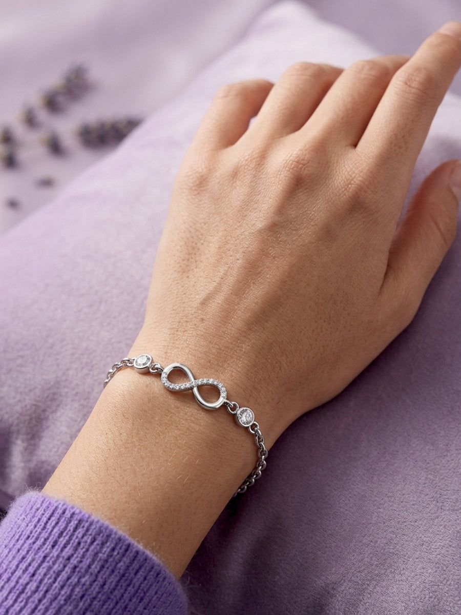 Silver Infinity Link Crystal Bracelet