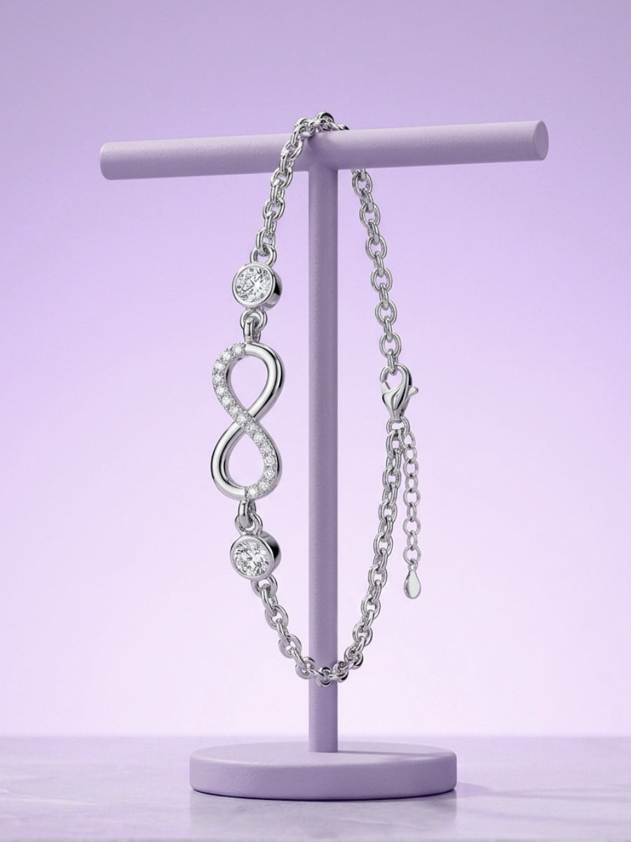 Silver Infinity Link Crystal Bracelet