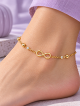Infinity Charm Gold Anklet with Sparkling Stone Accents