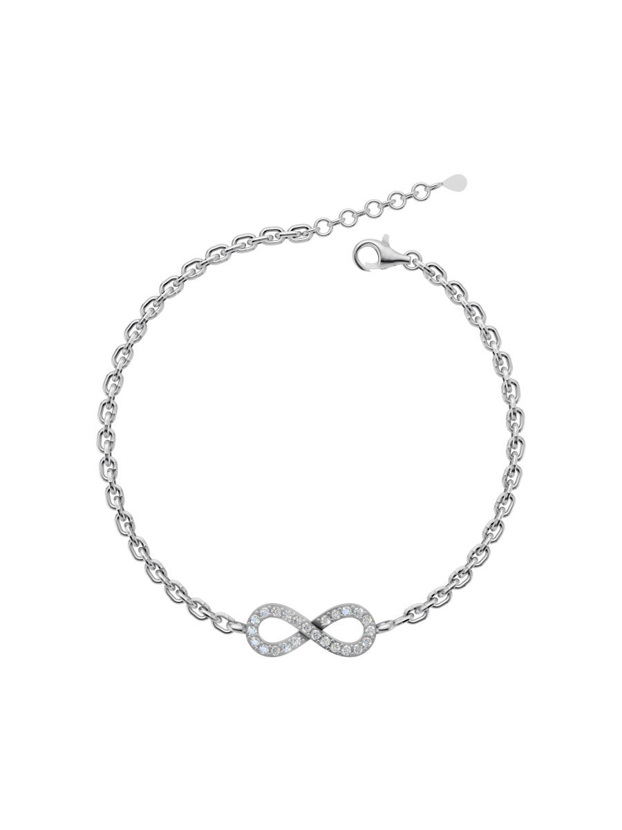 Silver Infinity Crystal Chain Bracelet