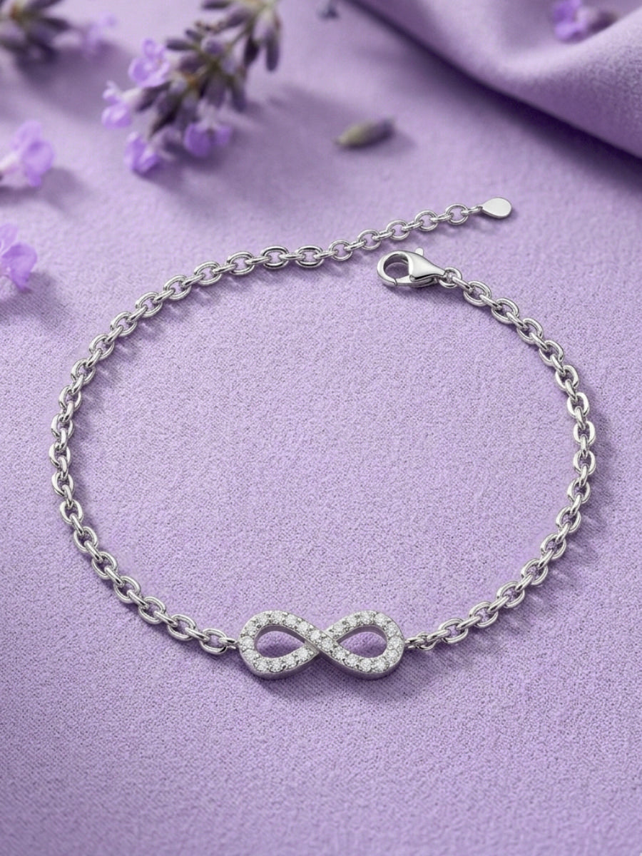 Silver Infinity Crystal Chain Bracelet