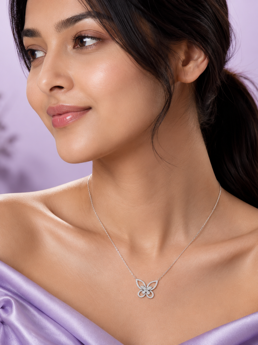 Silver Butterfly on a Chain Pendant