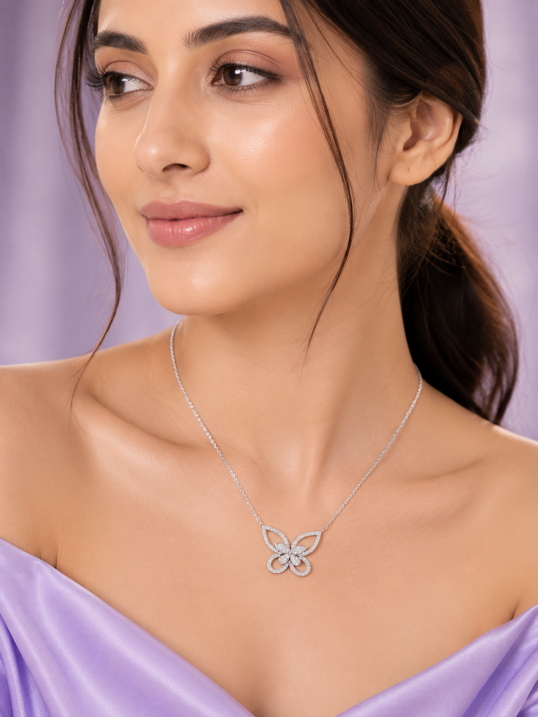 Silver Butterfly on a Chain Pendant