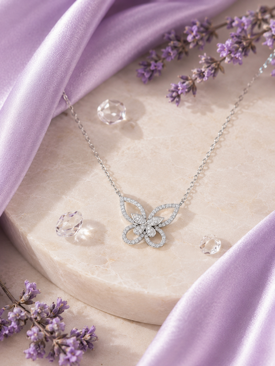 Silver Butterfly on a Chain Pendant