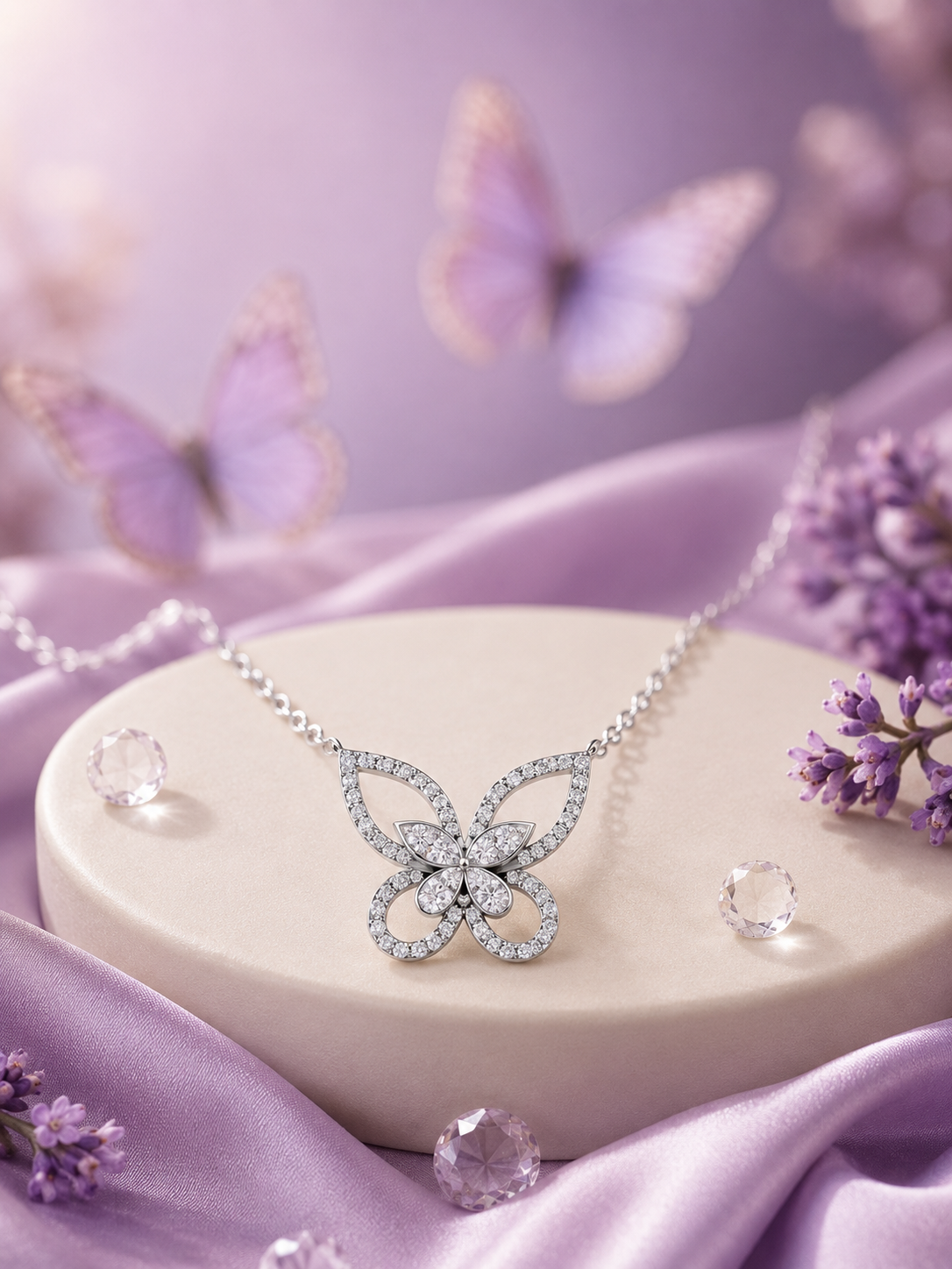 Silver Butterfly on a Chain Pendant