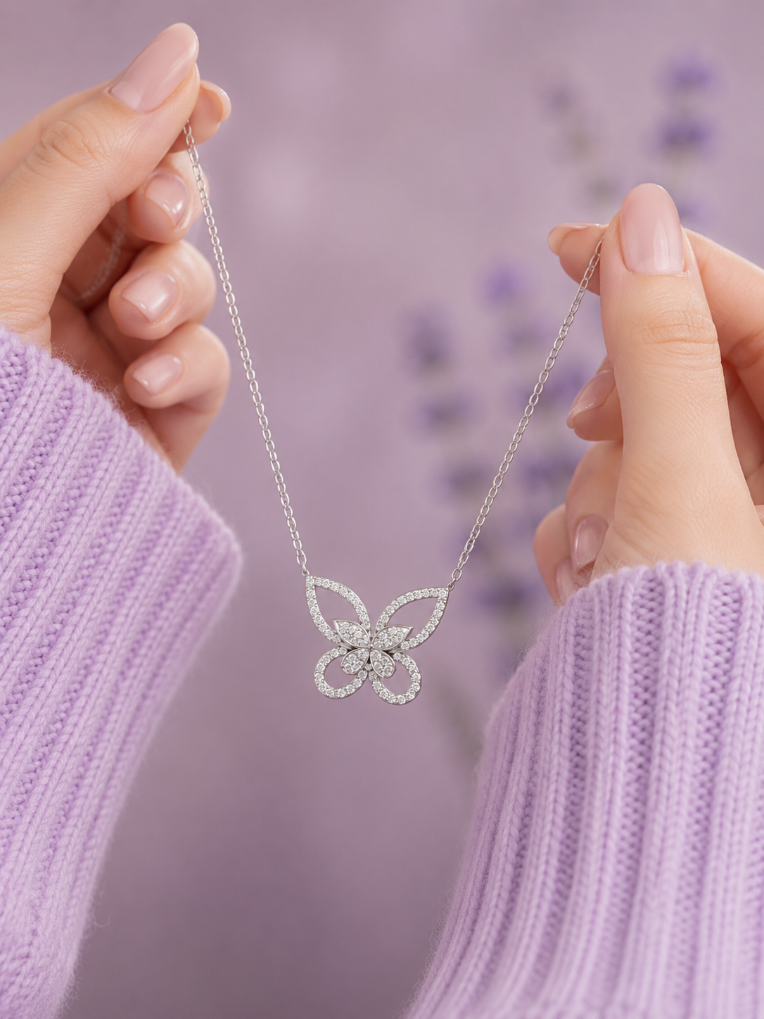 Silver Butterfly on a Chain Pendant