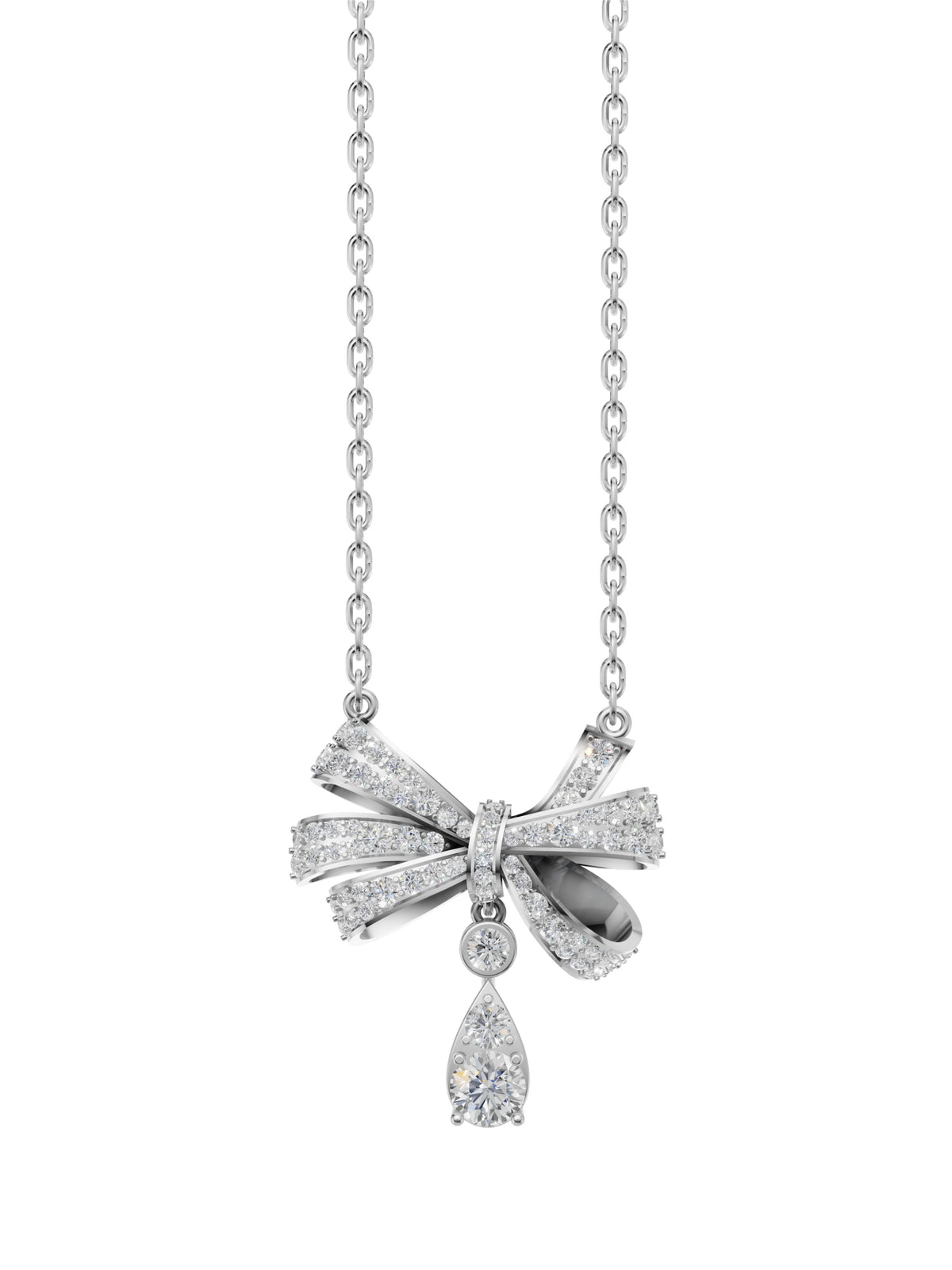 Silver Drop Bow Charm Pendant