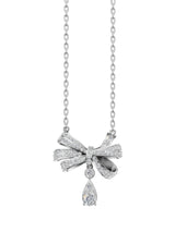 Silver Drop Bow Charm Pendant