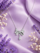 Silver Drop Bow Charm Pendant