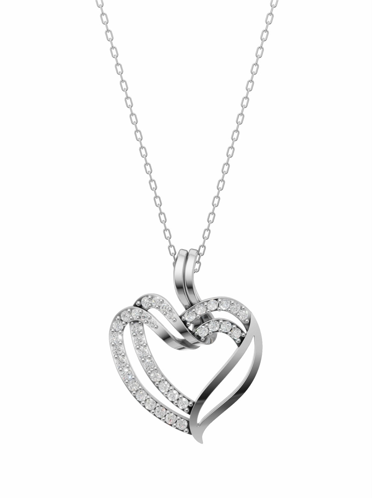 Silver Heart Drop Pendant