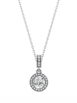 Silver Radiant Halo Solitaire Pendant