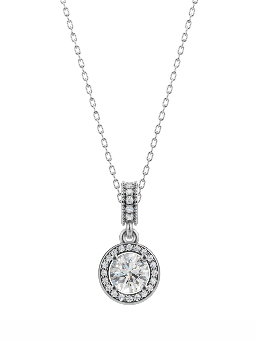 Silver Radiant Halo Solitaire Pendant