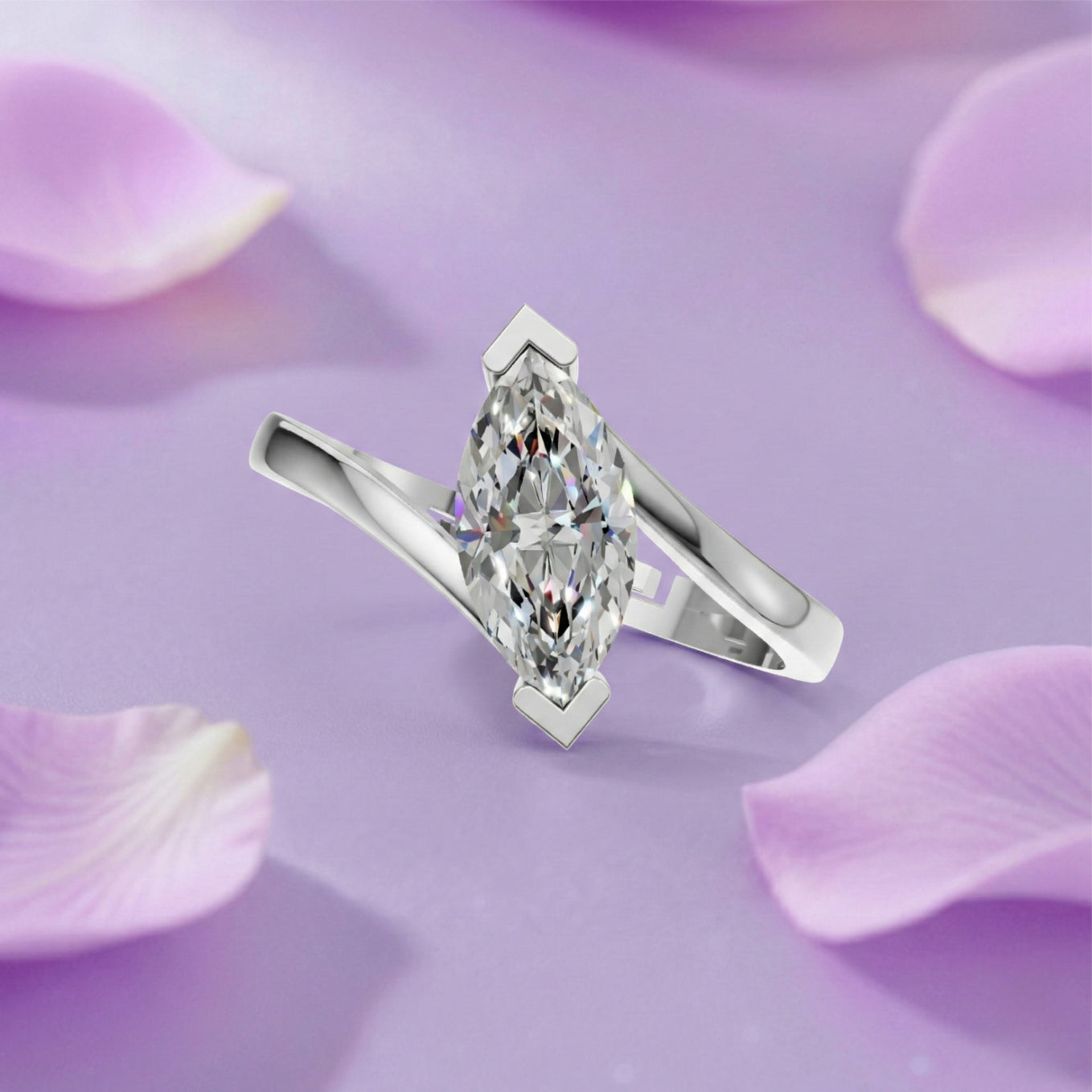 Silver Marquise Solitaire Wrap Ring