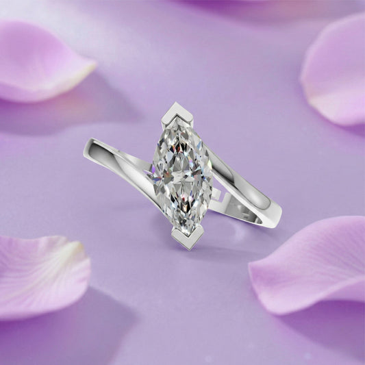 Silver Marquise Solitaire Wrap Ring