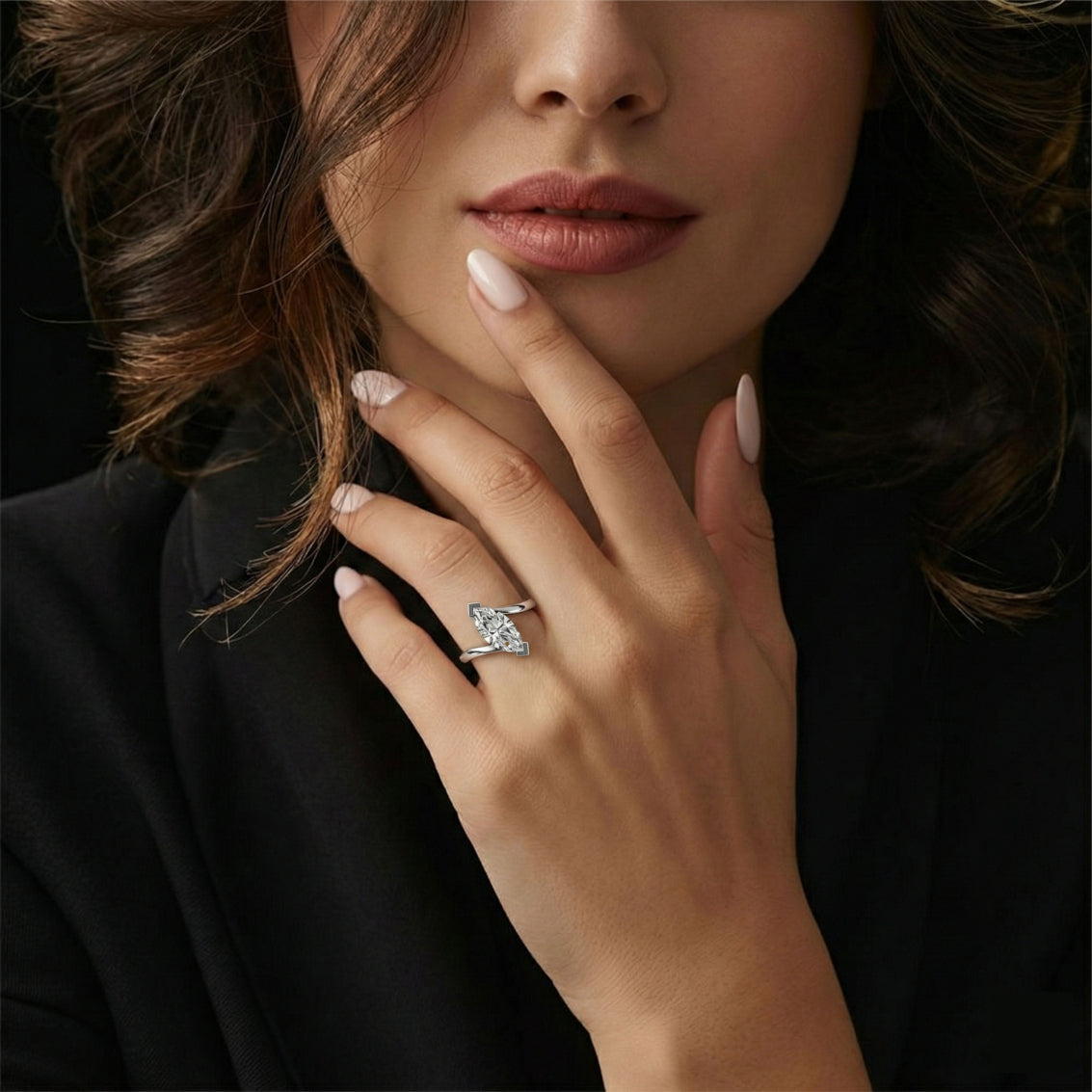 Silver Marquise Solitaire Wrap Ring