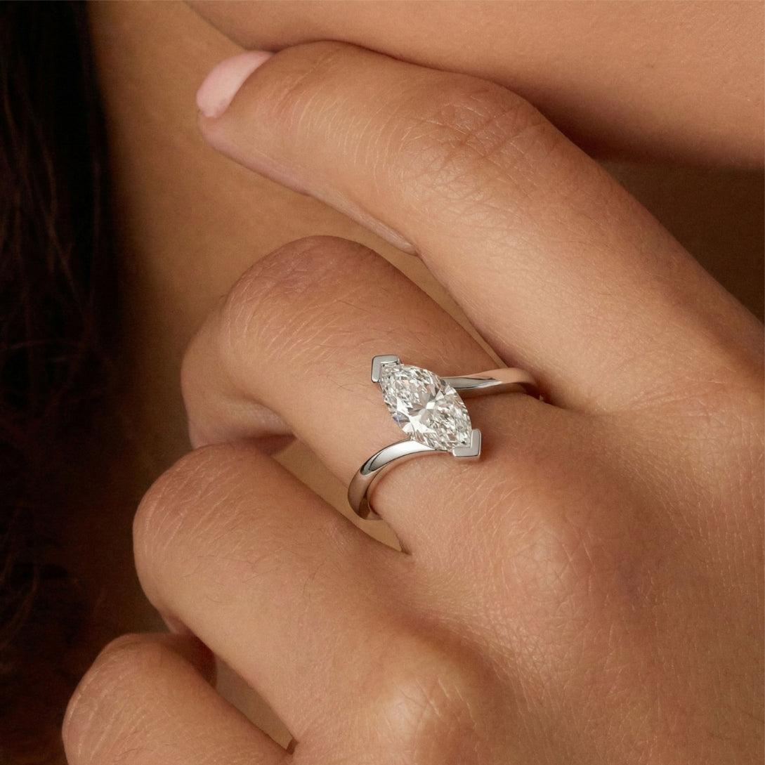 Silver Marquise Solitaire Wrap Ring