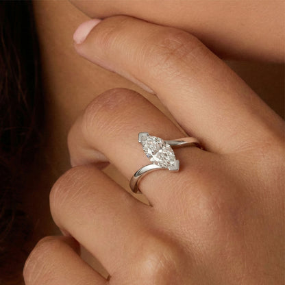 Silver Marquise Solitaire Wrap Ring