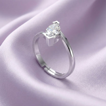 Silver Marquise Solitaire Wrap Ring