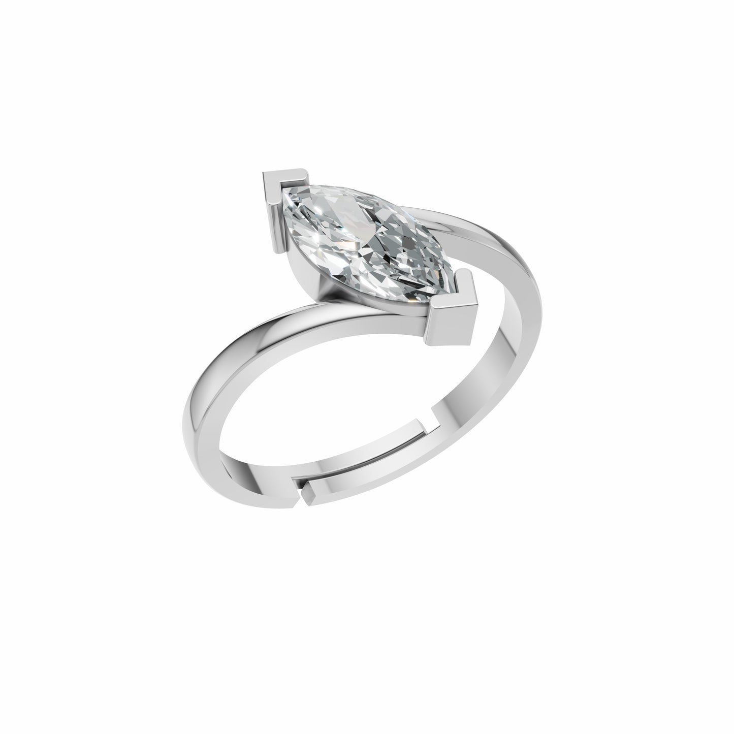 Silver Marquise Solitaire Wrap Ring