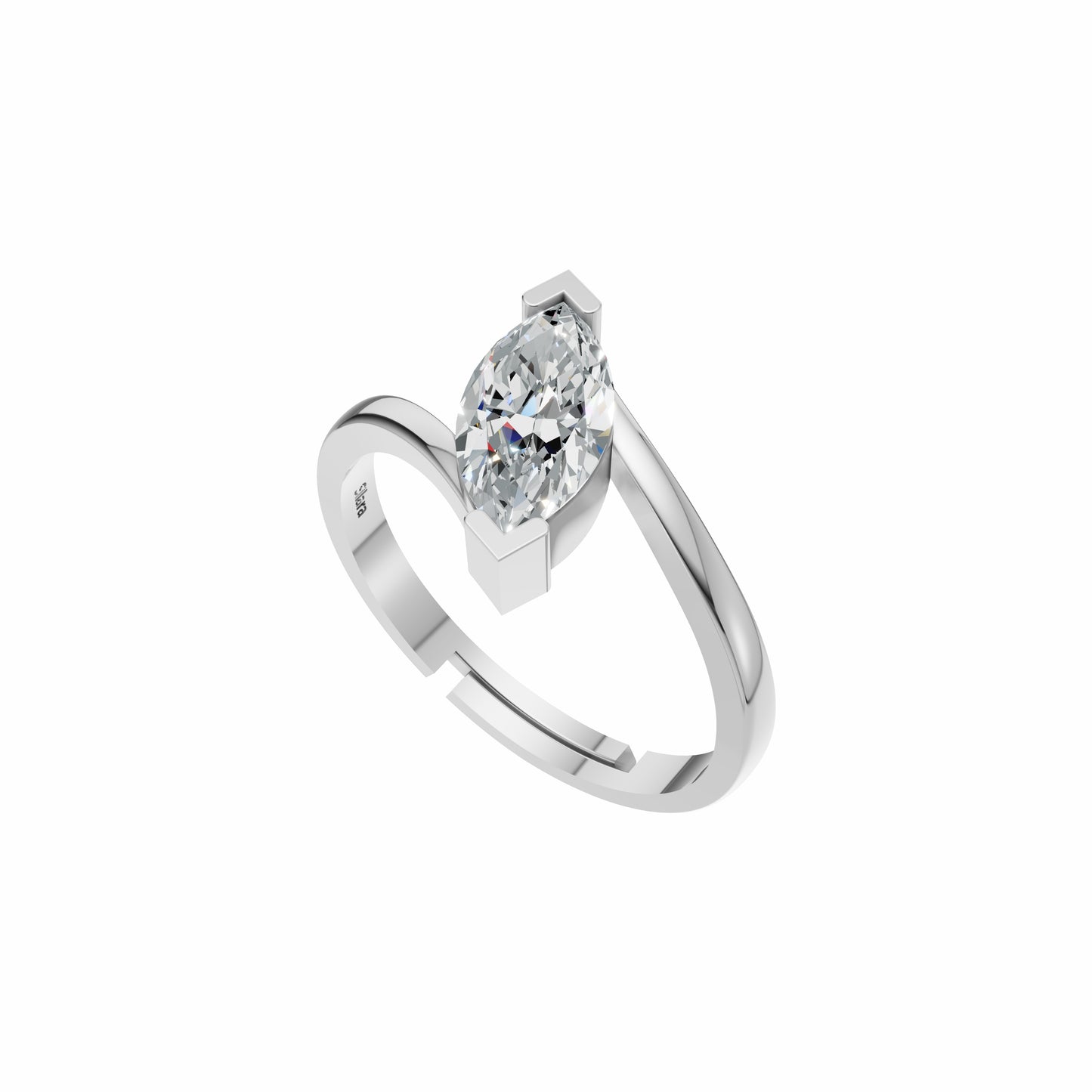 Silver Marquise Solitaire Wrap Ring