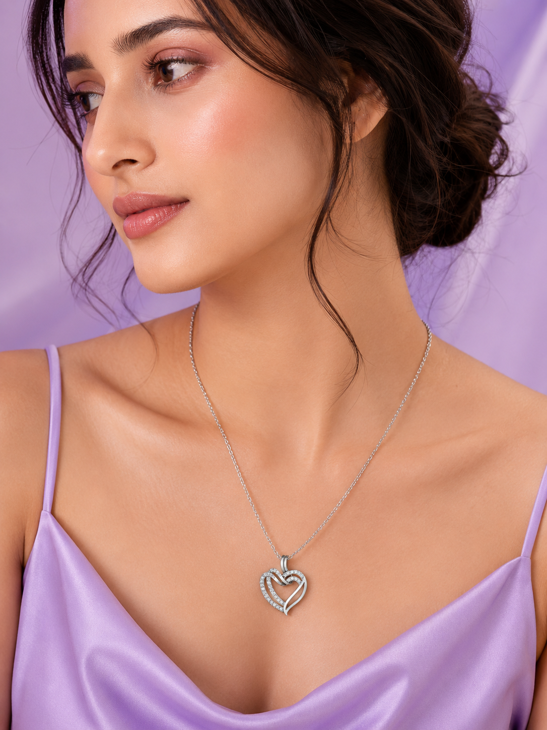 Silver Heart Drop Pendant
