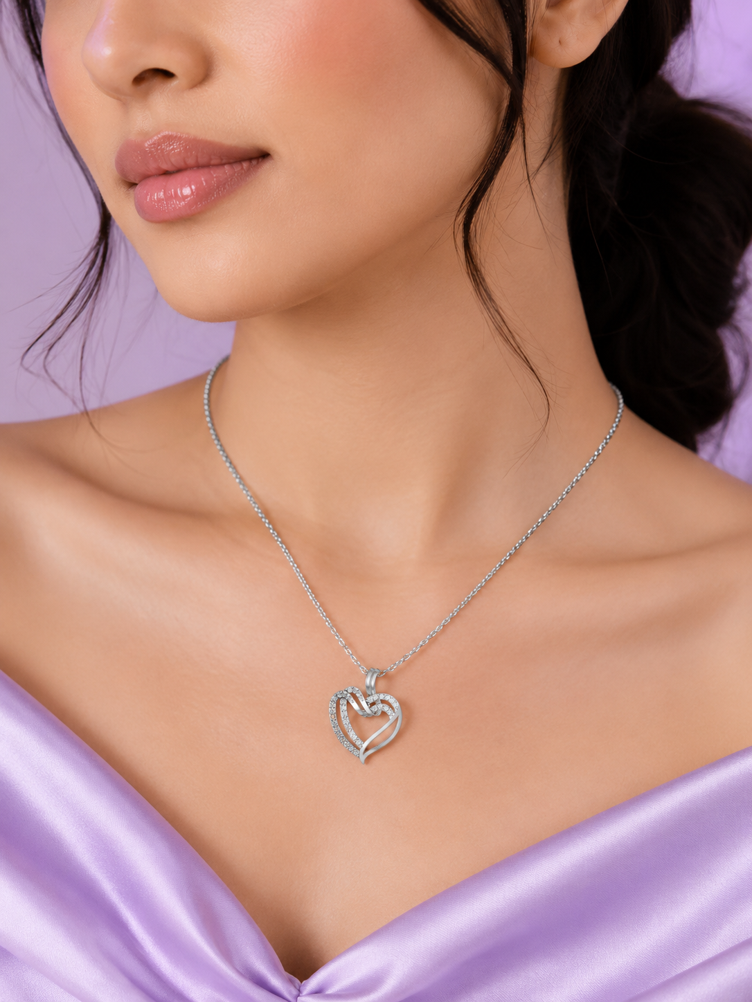 Silver Heart Drop Pendant