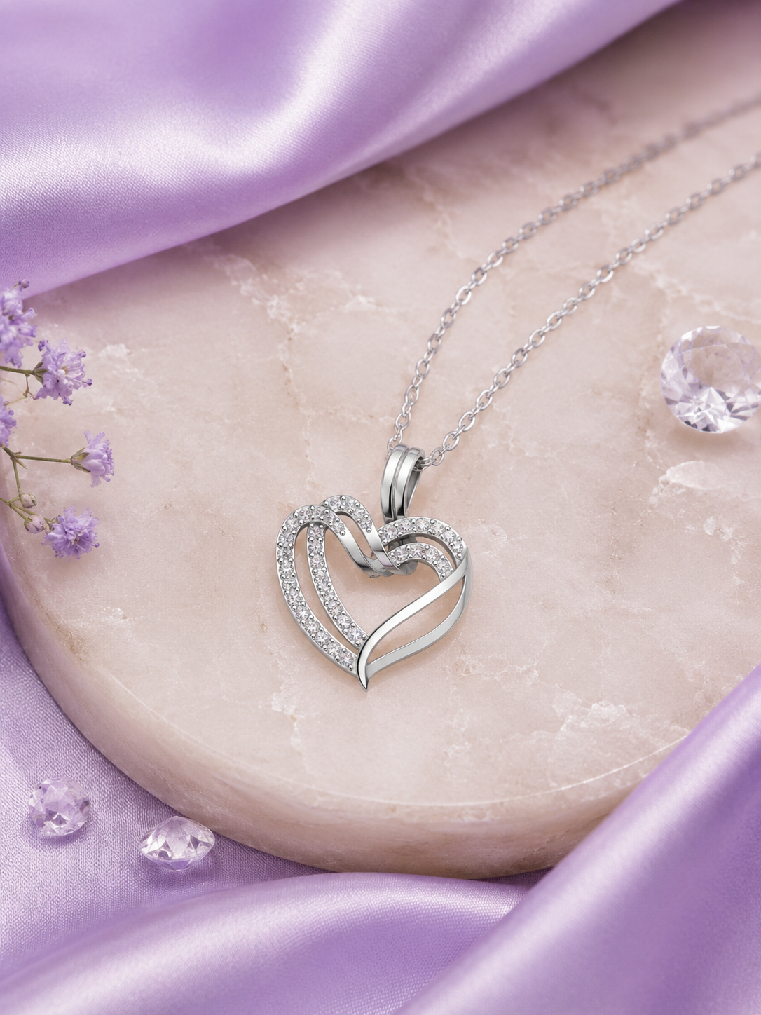 Silver Heart Drop Pendant