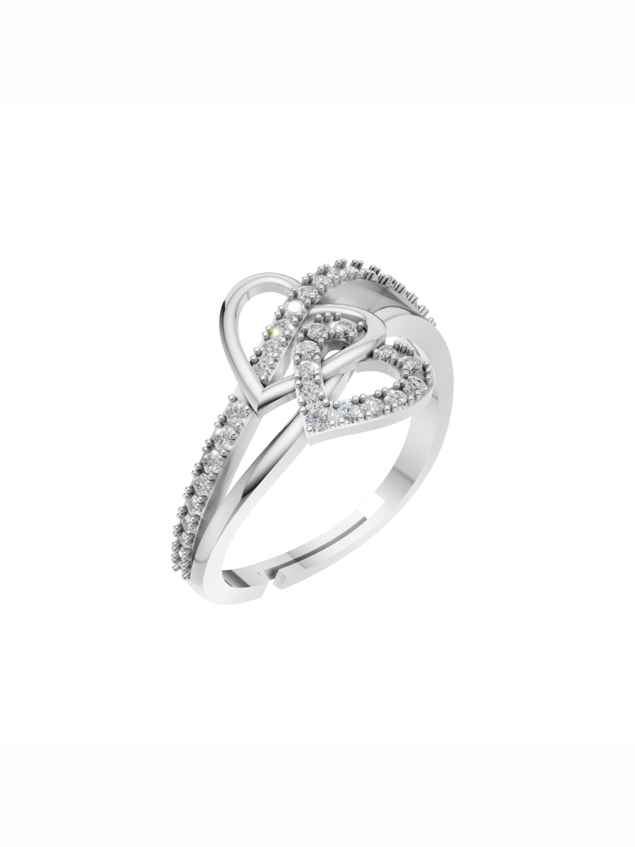 Silver Abstract Loop Solitaire Ring