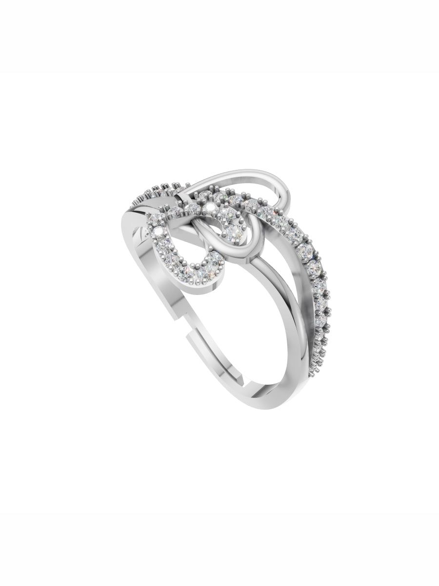 Silver Abstract Loop Solitaire Ring